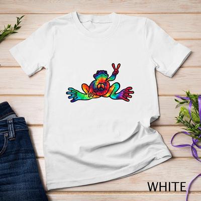 Maglietta Unisex Divertente Hippie Hawaiana Rana della Pace Tie Dye per Ragazzi e Donne