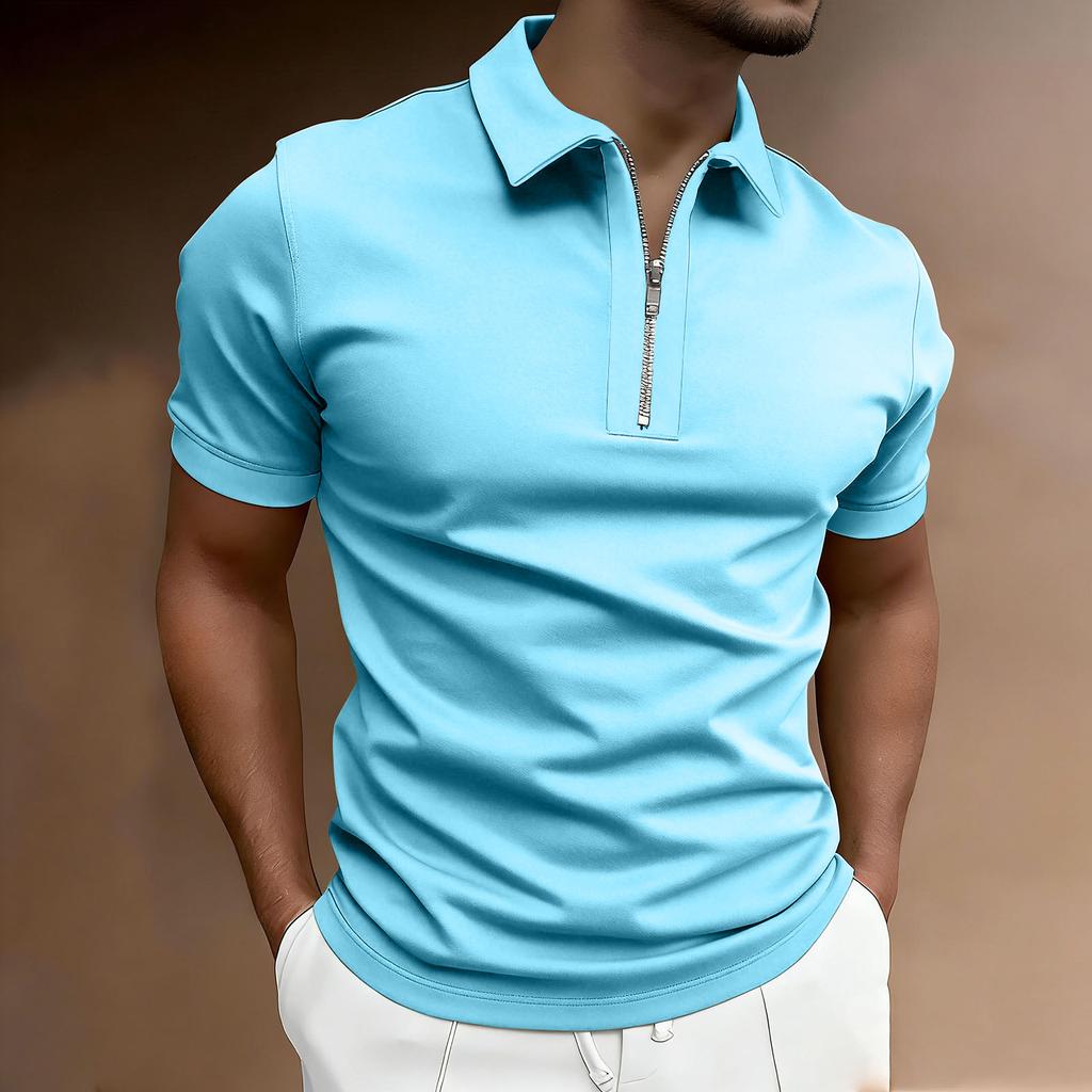 Men's Short-sleeved Button-down T-shirt