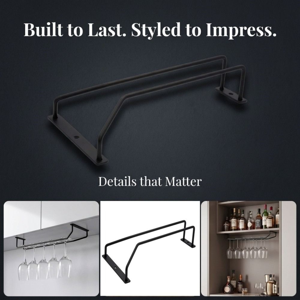 1/2/3 Row Upside-down Wine Glass Rack Iron Hanging Cup Holder Under Cabinet Stemware Holder Bar