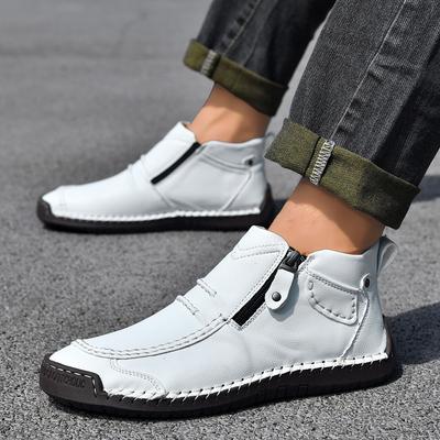Autumn Handmade Leather Men Boots Outdoor Design Sneakers Man Loafers Casual Leather Shoes Men Ankle Boots Men's Zipper Boots
