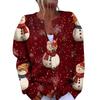 Women's Fashion Christmas Printed Long Sleeve Knitted Cardigan Button Down Jacket