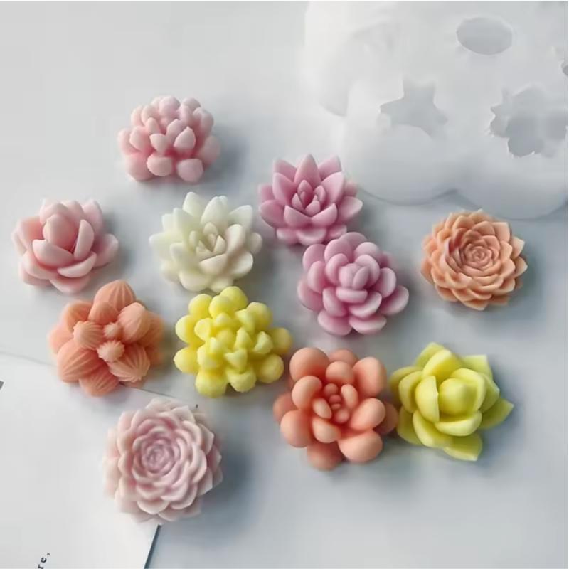 7-teiliges Set Silikonform Blume Rose Pfingstrose 3D Blume Kerze Gips Seife Harz Handwerk Form DIY Schokolade Fudge Dessert Kuchenform
