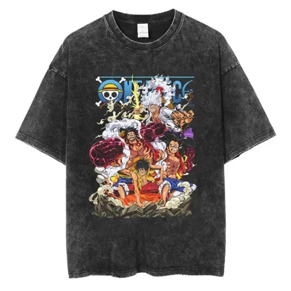 One Piece Donquixote Doflamingo Vintage Wash Oversized T-Shirt, Unisex Anime Fan Streetwear Tee, 100% Cotton Casual Short Sleeve Top