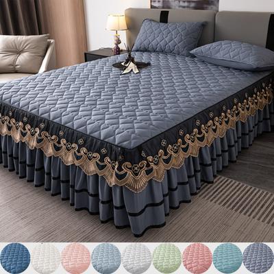 Baumwollverdickter Spitzen-Bettrock im Prinzessinnen-Stil, dreiteiliges Set, 1,8 m/1,5 m/2,0 m Bett, rutschfeste Tagesdecke