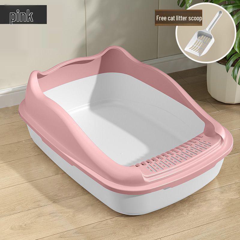 Extra-Large Semi-Enclosed Splash-Proof Cat Litter Box for Adult and Young Cats