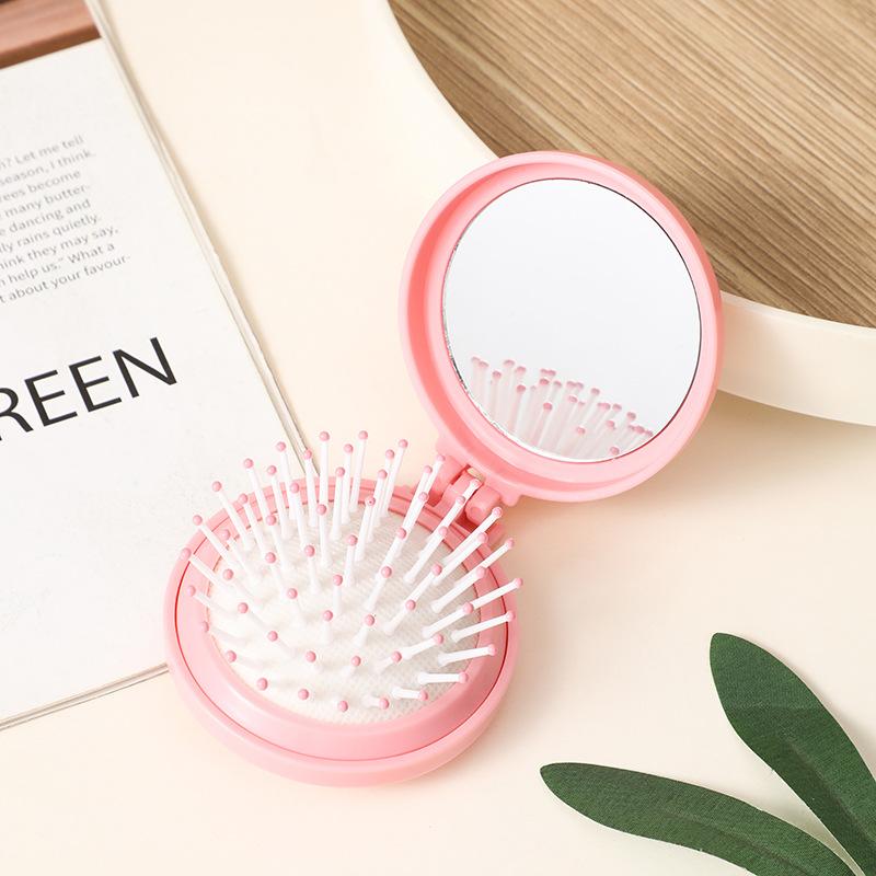 Mini folding hair brush head airbag hair comb anti-static styling accessories portable travel hair brush comb