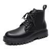 Autumn new men's leather boots Autumn new Martin boots Men's boots Leather surface solid color black
