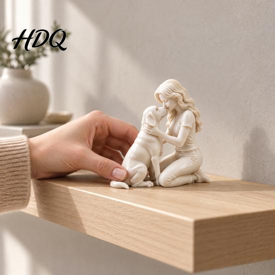 Gift for Dog Owners Woman And Figurine 3D Printed Pet Memorial Statue Personalized Statue Mom Desk Decor Sculpture Living Room Bedroom Desktop
