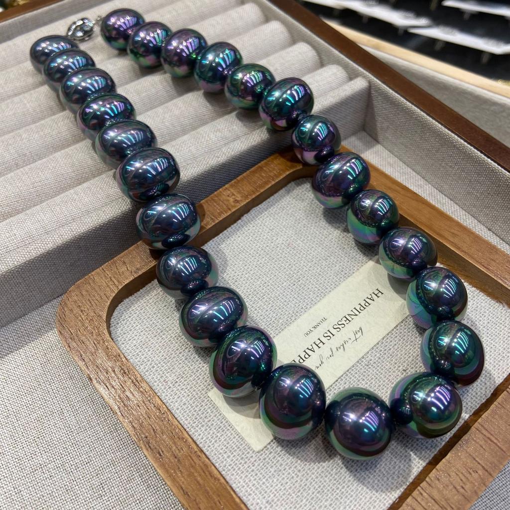 Egg-Shaped 19M Large Particle Tahitian Black Shell Beaded Necklace Bracelet National Style Elegant Fashion Women
