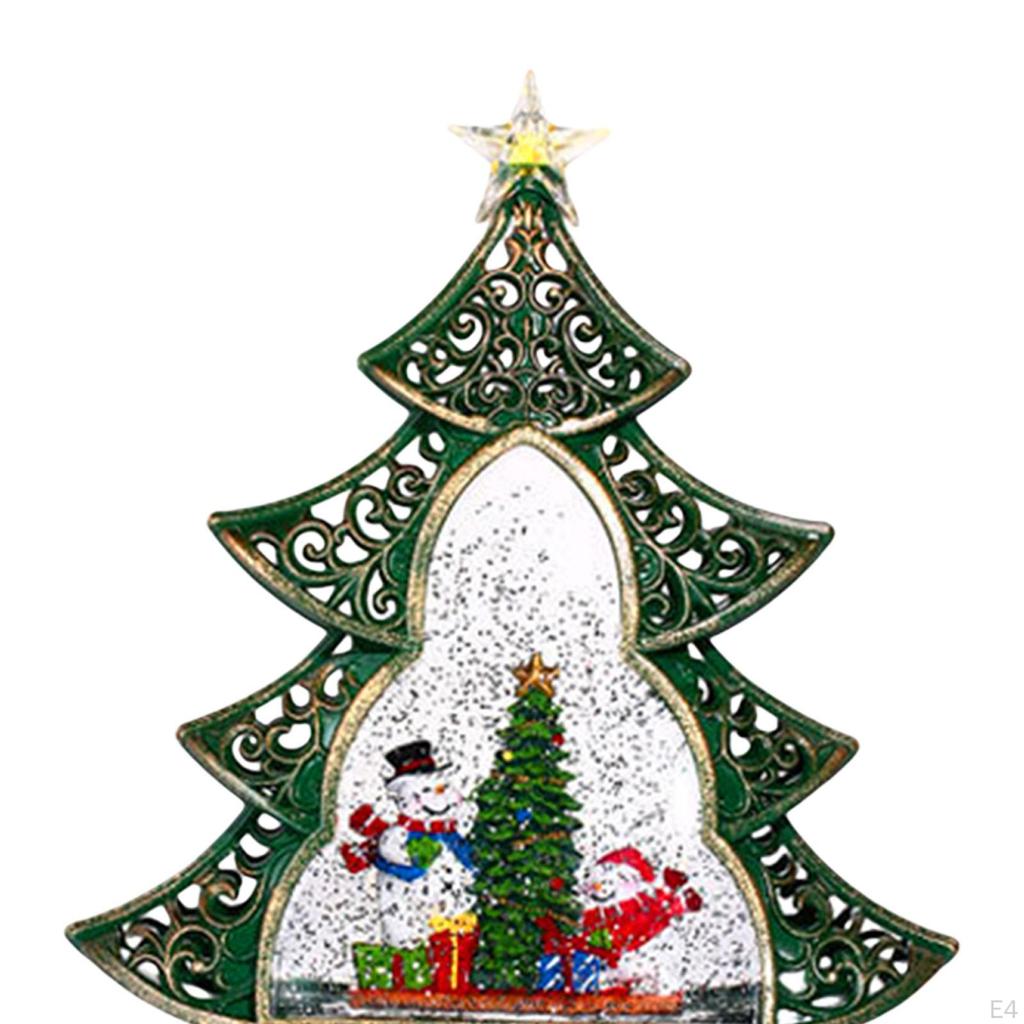 Christmas Music Box Decoration Iron Sculpture Glowing Snow Globe with Light And for