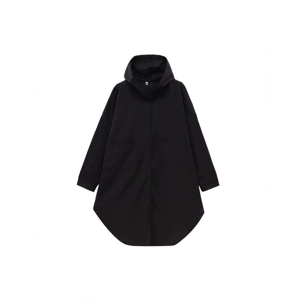 Plus Size Women's Hooded Long Sleeve Midi Trench Coat 300 Jin Fat MM Slimming Jacket