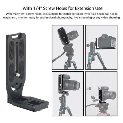DSLR-kamera L-fäste Vertikalt Horisontellt Videoväxling Stativ Snabbkopplingsplatta Kompatibel med Canon Nikon Sony Aluminium
