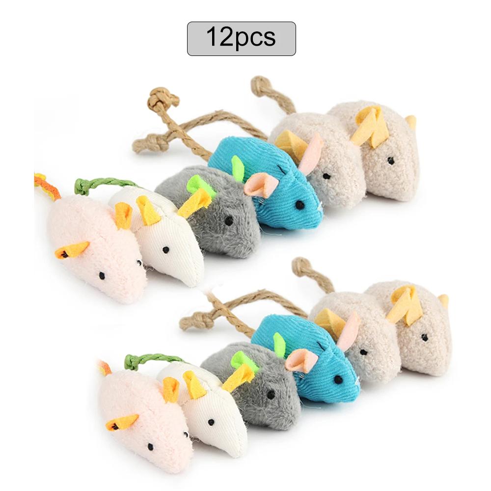 12pcs Funny Interactive Mouse Cat Toys Catnip Mice Plush Pet Toy Training Play Kitten Supplies