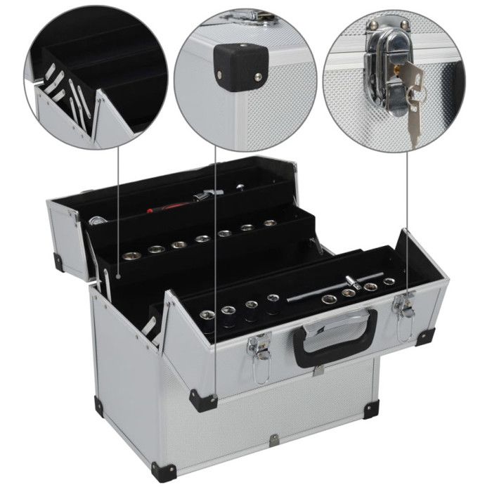 VidaXL Tool Box 38x22.5x34 Cm Silver Aluminium