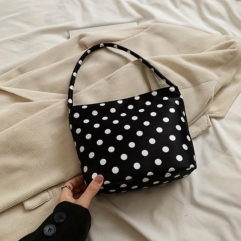 

Сладкий стиль Красная и черная сумка кроссбоди в горошек для женщин - Регулируемый ремешок, Застежка-молния, Маленькая сумочка из мягкой ткани Оксфорд для путешествий, работы чёрный