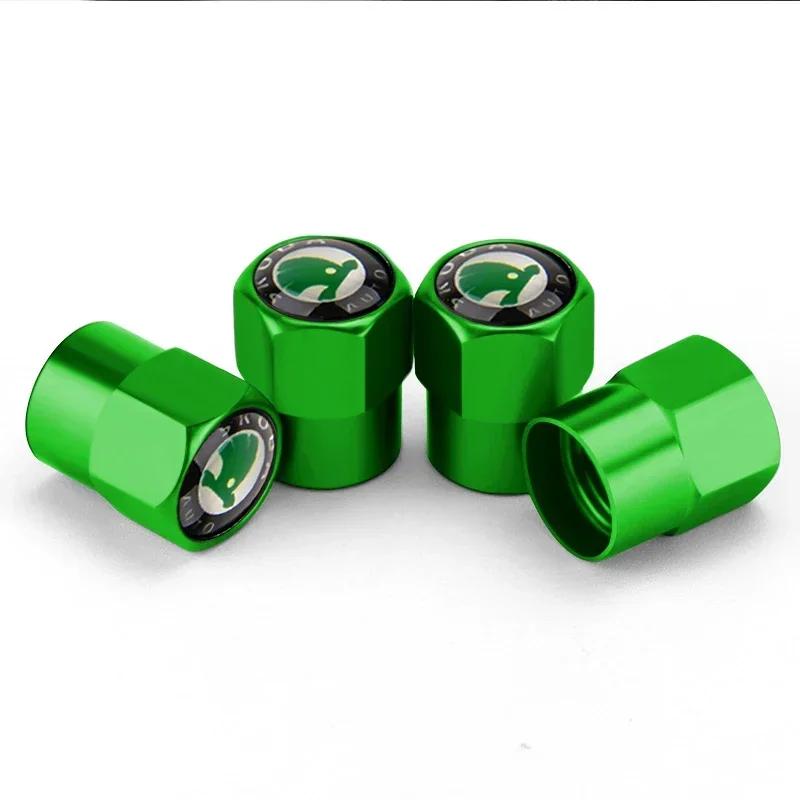 BASQ5 4pcs Car Tyre Wheel Stem Air Valve Cover Caps for Skoda Octavia Rapid Citigo Fabia Kamiq Karoq Kodiaq Roomster Scala Superb Yeti
