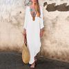 Women’s Printed Long Sleeve V-neck Maxi Dress Split Hem Baggy Kaftan Long Dress