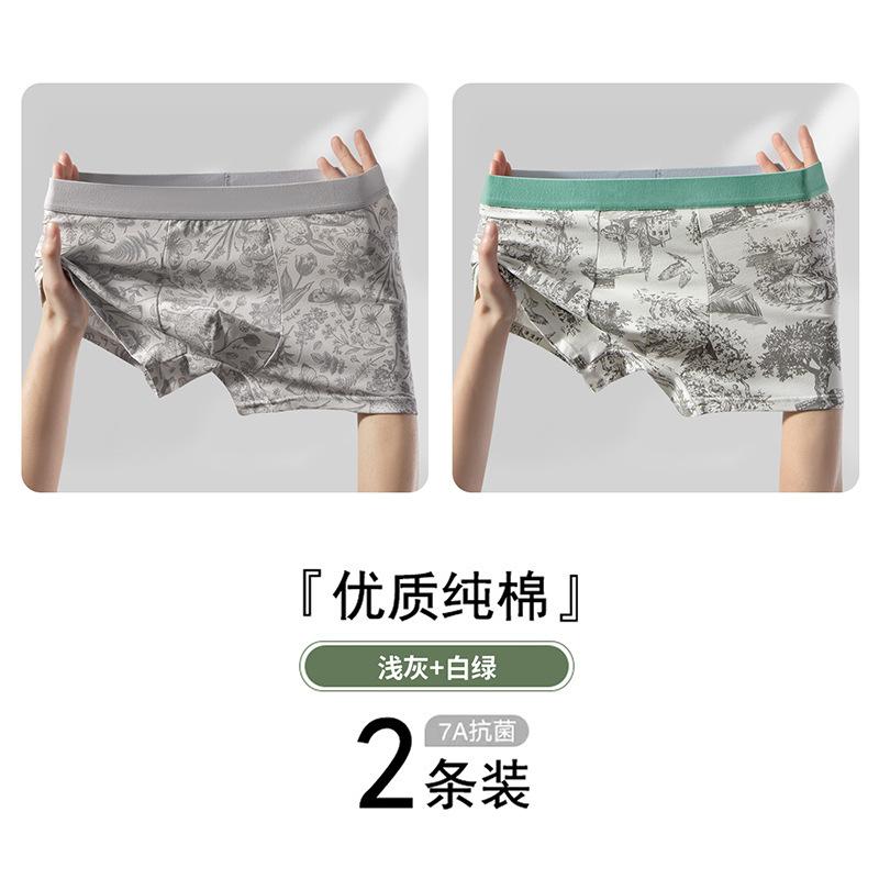 

2pcs Men s Underwear Antibacterial Crotch Comfortable and Breathable Cotton Mid Waist Men s Flat Corner Pants 4XL