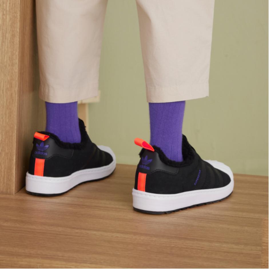adidas Originals Superstar 360 נוחות מונעות החלקה עמידות נעלי סקייט נמוכות נעלי ספורט לילדים שחור לבן B22503
