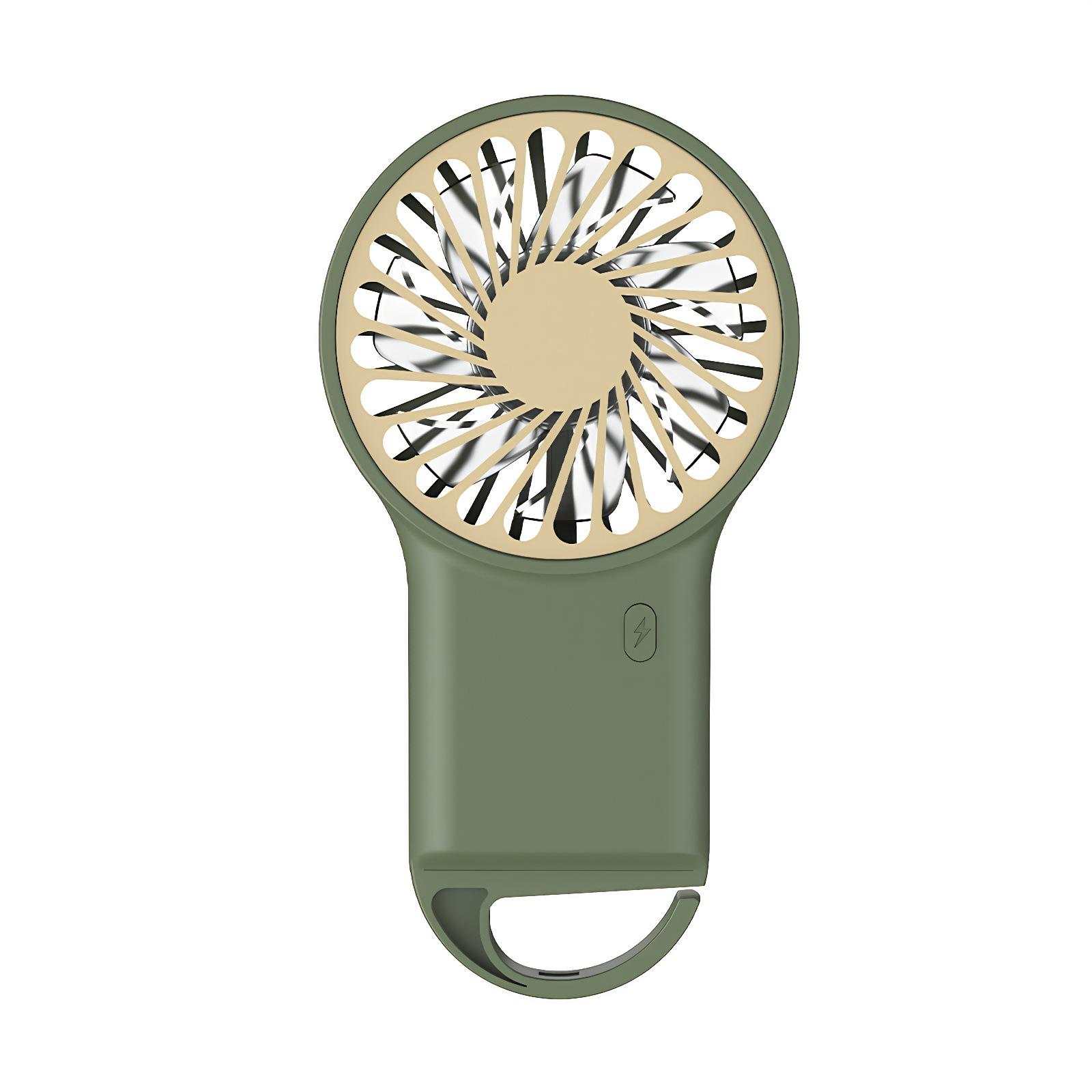 

2026 Portable USB Rechargeable Mini Silent Fan with Carabiner for Outdoor and Dormitory Use 115*82*30 оливковий колір