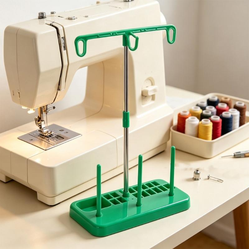 Three Thread Sewing Guide Stand with Detachable Base, Plastic and Metal Frame for Fabric Craft and Home Sewing