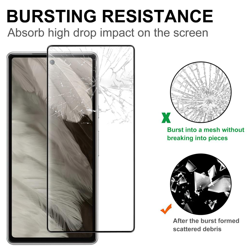 Full Glue Screen Protector for Google Pixel 7a Black Edge Anti-fingerprint HD Clear Tempered Glass Film