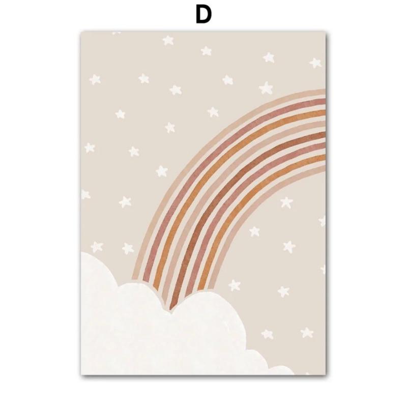 Boho Cartoon Girls Horse Rainbow Heart Wall Art Nordic Posters Pictures For Kids Room Home Decor Nursery Canvas Prints Painting