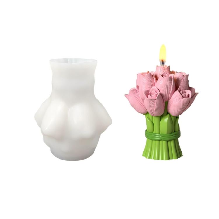 Food Grade Silicone Candle Mould For Tulips Bouquet Aromatherapys Reusable Craft Tool for Family Activities and Weddings