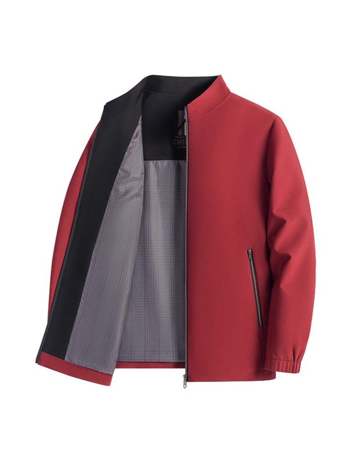 Men's Spring & Autumn Casual Stand-Up Collar Jacket - Dad Style, Versatile, Loose-Fit, Lightweight