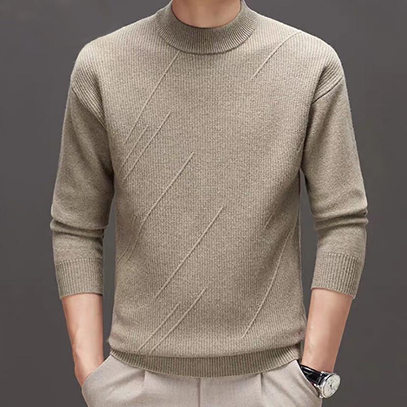Raphenny Men's Round Neck 99% Wool Pullover Sweater