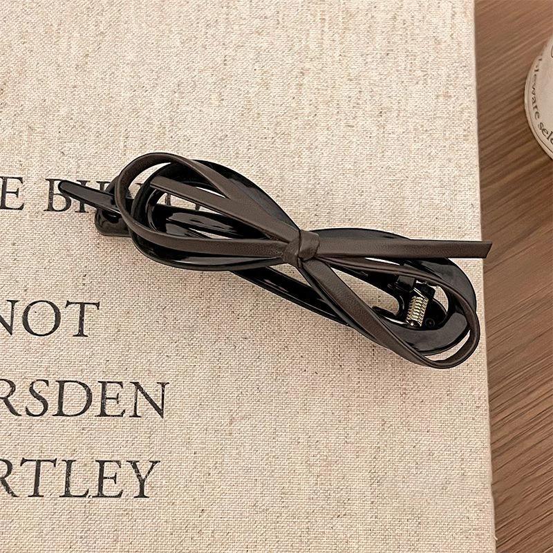 

Hair Clips Plastic Hairpin Sweet Daily Headwear Women Hair Accessories Hair Clip New Twisted PU Bow Barrettes Large Size темно-коричневого