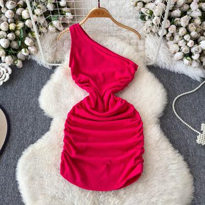 Un Vestido con Cuello Inclinado para Primavera Adelgazante y Moldeador Ropa de Mujer