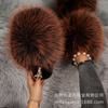 Leopardenmuster Langhaar-Taschenkopf Warme Baumwollpantoffeln Damen Flauschige Haar Pantoffeln