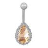 Women Water Drop Rhinestone Barbell Belly Button Navel Ring Piercing Jewelry
