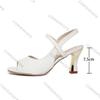 Comemore Women's Summer Sandals with Heels Casual Peep Toe 7.5cm Thick High Heeled Sandales Femmes Beige Black Dress Shoes