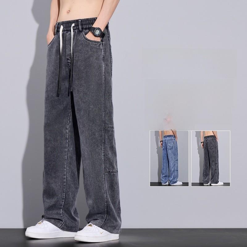 Summer Thin Tencel Denim Pants For Men With Belt And Pockets For Casual Wear