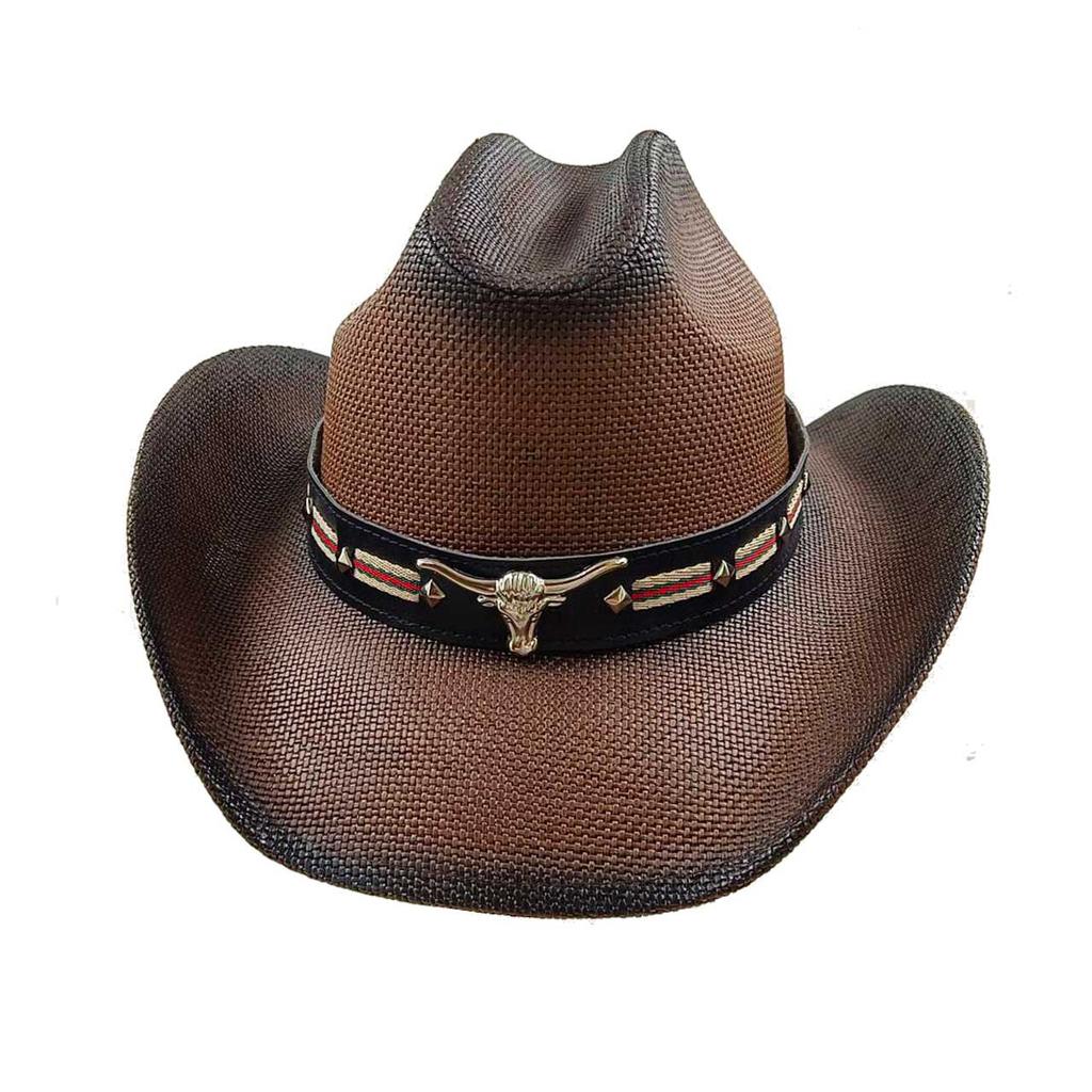 2026 New Summer Cowboy Straw Hat Double Concave Top 10cm Brim Men's and Women's Western Cowboy Hat Sun Protection  Sombrero Homb