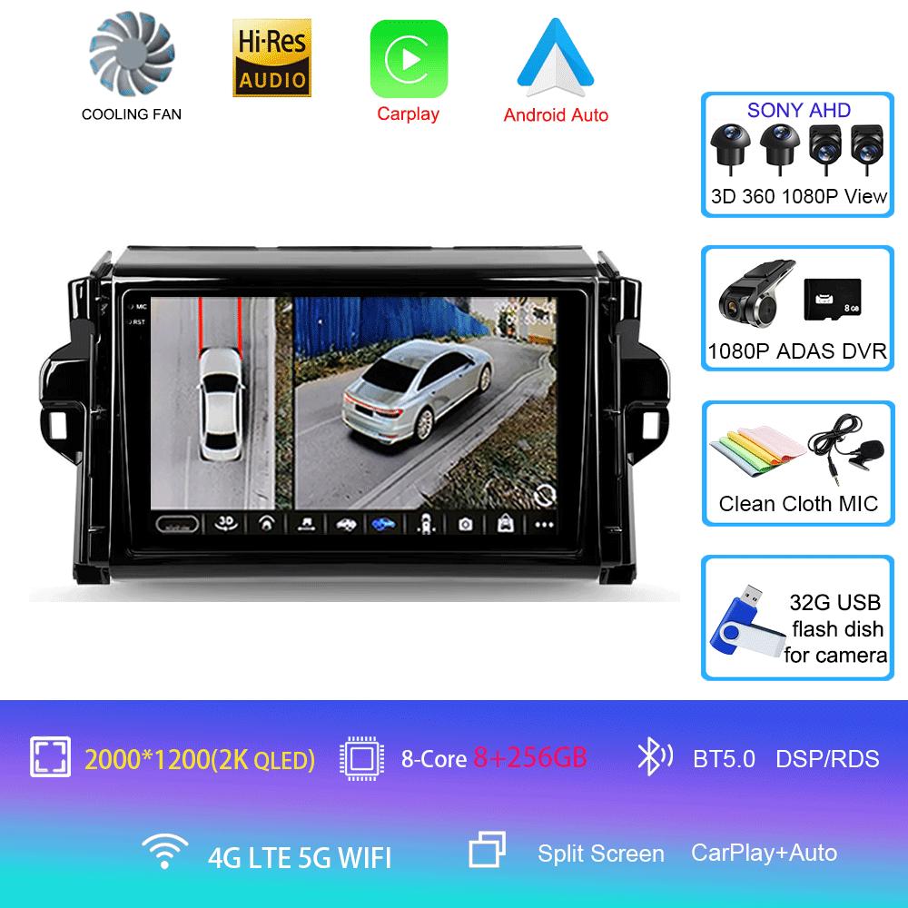 Car Radio Android 14 For Toyota Fortuner 2 2015 2016 2017 2018 2019 2020 Stereo Multimedia Navigation GPS Carplay 2 Din Headunit