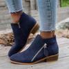 Eleganta slip-on ankelstövlar för damer, spetsig tå, vinterstövlar med dragkedja, dämpad TPR-sula