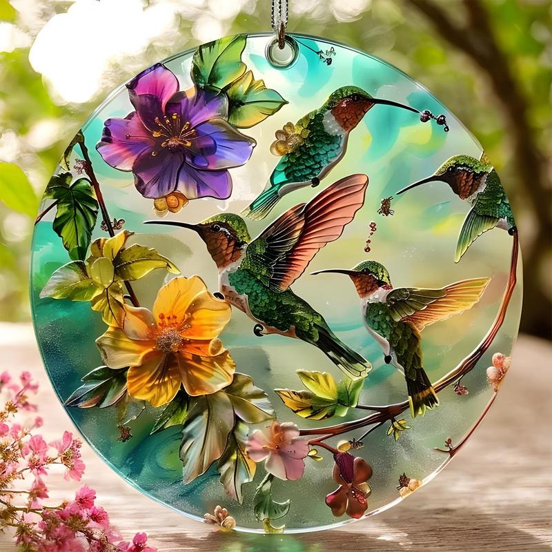 2D Acrylic Bird Decor Window Hummingbird Pendant for Mother's Day Expresses Gratitude Indoor Outdoor Flat Art for Bird Lovers