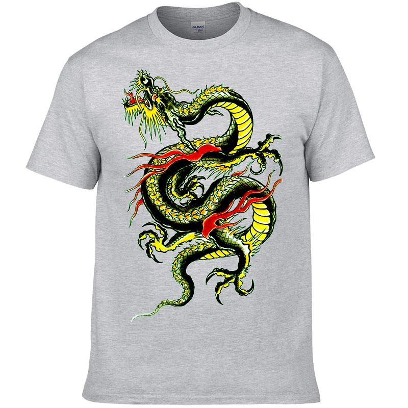 Streetwear Kurzarm T-Shirt Herren Sommer Baumwolle Druck Drachen T-Shirt Mode Lässig Harajuku Kleidung Kleidung F195