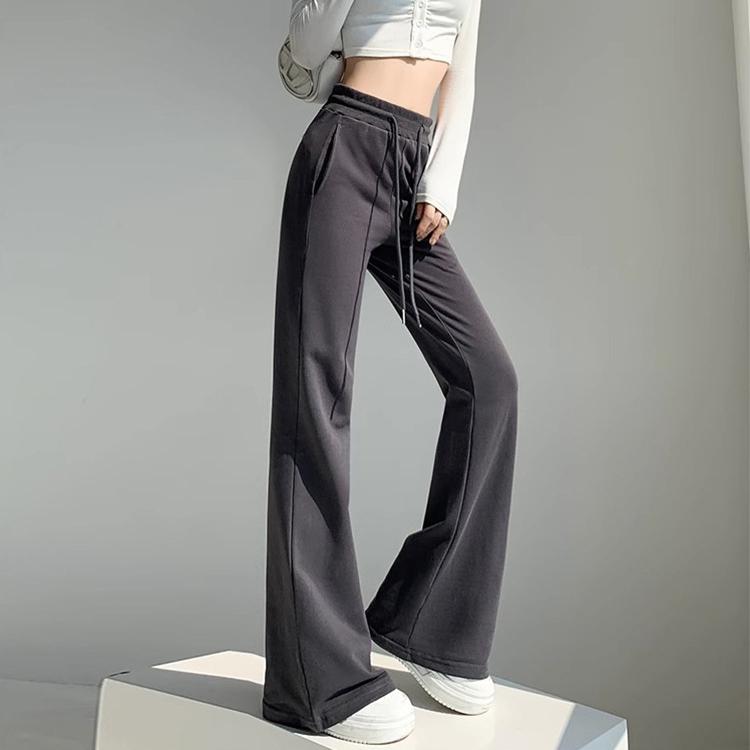 Dámské rozšířené kalhoty Streetwear Slim s vysokým pasem a širokými nohavicemi, ležérní dlouhé sportovní kalhoty se stahovací šňůrkou