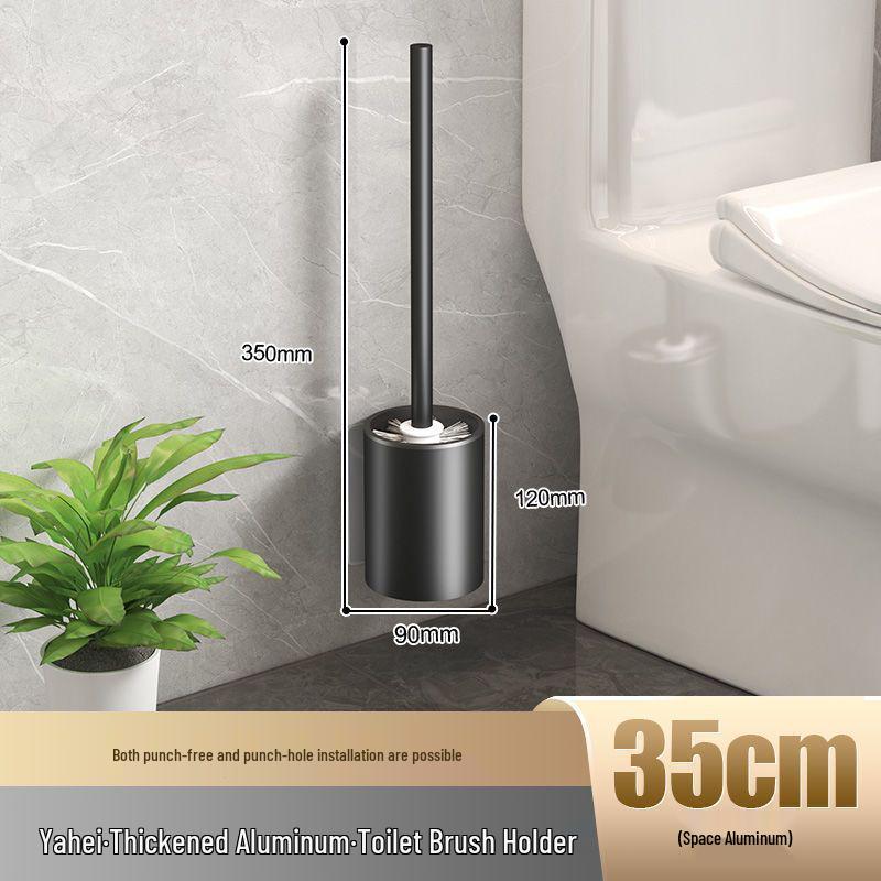 Space Aluminum Wall-Mounted Toilet Brush Set - No Dead Angle, Punch-Free Cleaning Solution