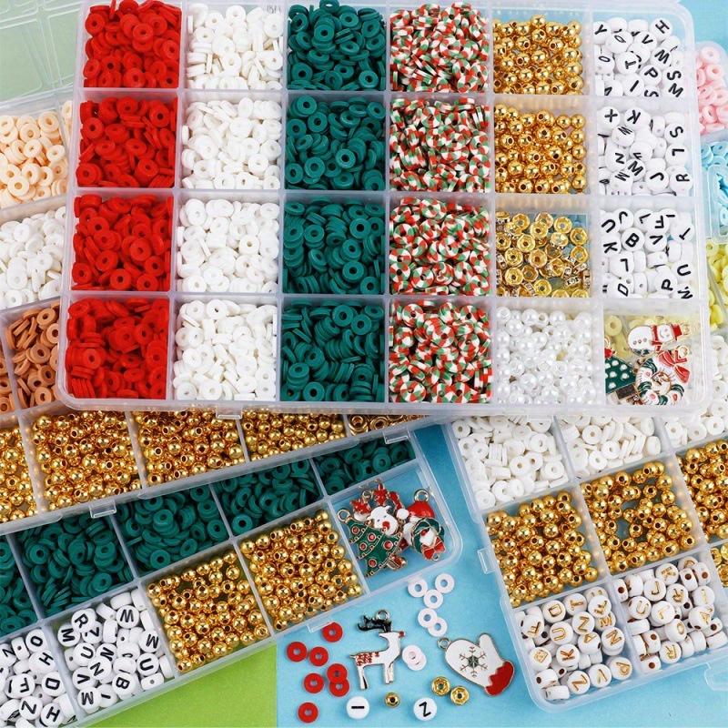 Christmas Style Jewelry Making Kit, Natural Stone Beads and Polymer Clay Beads, Craft Supplies