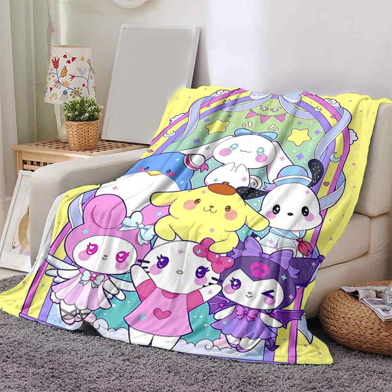 1pc Pastel Rainbow Friends Blanket, Home Decorative Throw Blanket for Family and Friend, Soft Warm Bedding Coverlet, All Seasons Use, Unique Gift Idea