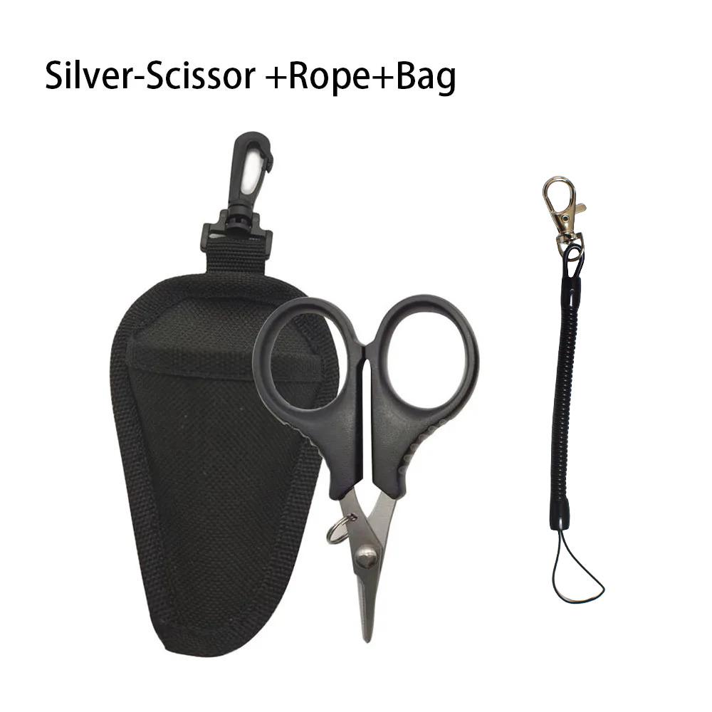 Portable Multifunction Fishing Scissor Stainless Steel Scissors Cut Pe Braid Line Lure Oxford Bag Fishing Tool Accessories
