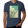 Electric Pole And Blue Sky Mosaic Tshirt Basic Solid Color Short Sleeve Cotton Top