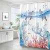 Dolphin Shower Curtain Blue Underwater World Marine Life Polyester Fabric Kids Ocean Theme Bathroom Curtain Decor with Hooks