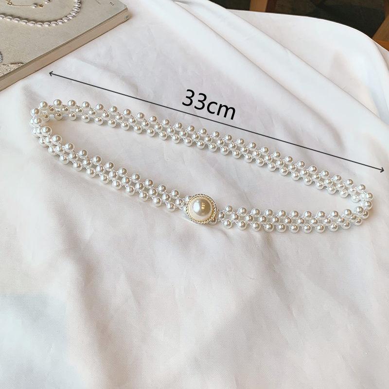 Large Pearl Waist Chain Gold Silver Plastics Women's Elastic Belt With Ecoration All-Match Skirt Fashion Casual Luxury Design