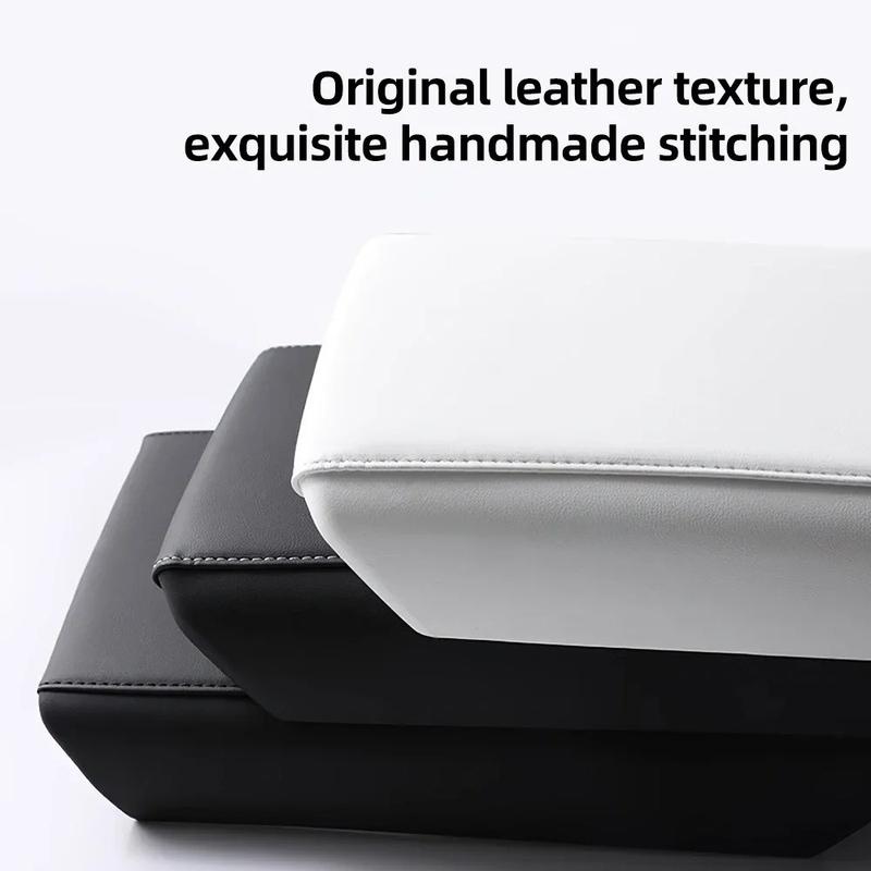 For Tesla Model 3 Model Y Armrest Lid Cover 2017-2025, Leather ABS Protective Trim for Center Console Accessories